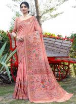 Soft Pure Silk Pink Traditional Wear Weaving Saree